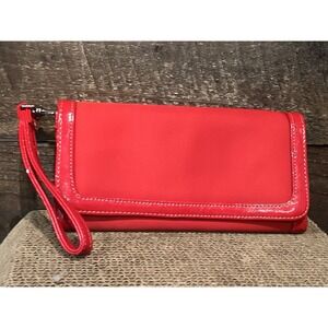 Talbots Red Leather Mini Clutch Wristlet‎ Purse